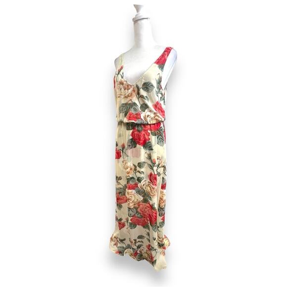 SHOW ME YOUR MUMU Ivory sheer Rose Floral Plunge Neckline & Back MAXIDRESS SZ M - Picture 3 of 16